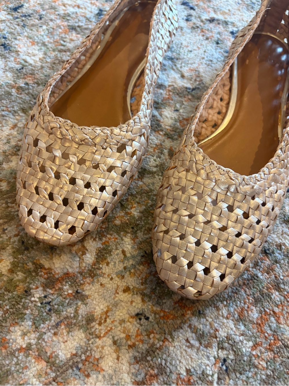 H by Halston Leather Weave Irene Flat